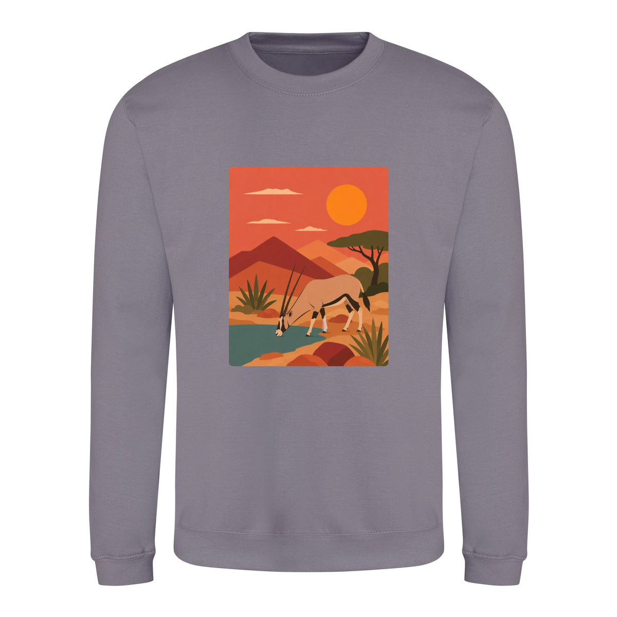 Oryx at the Waterhole Adult Sweatshirt - Wild Horizons Dusty Lilac colour variant image