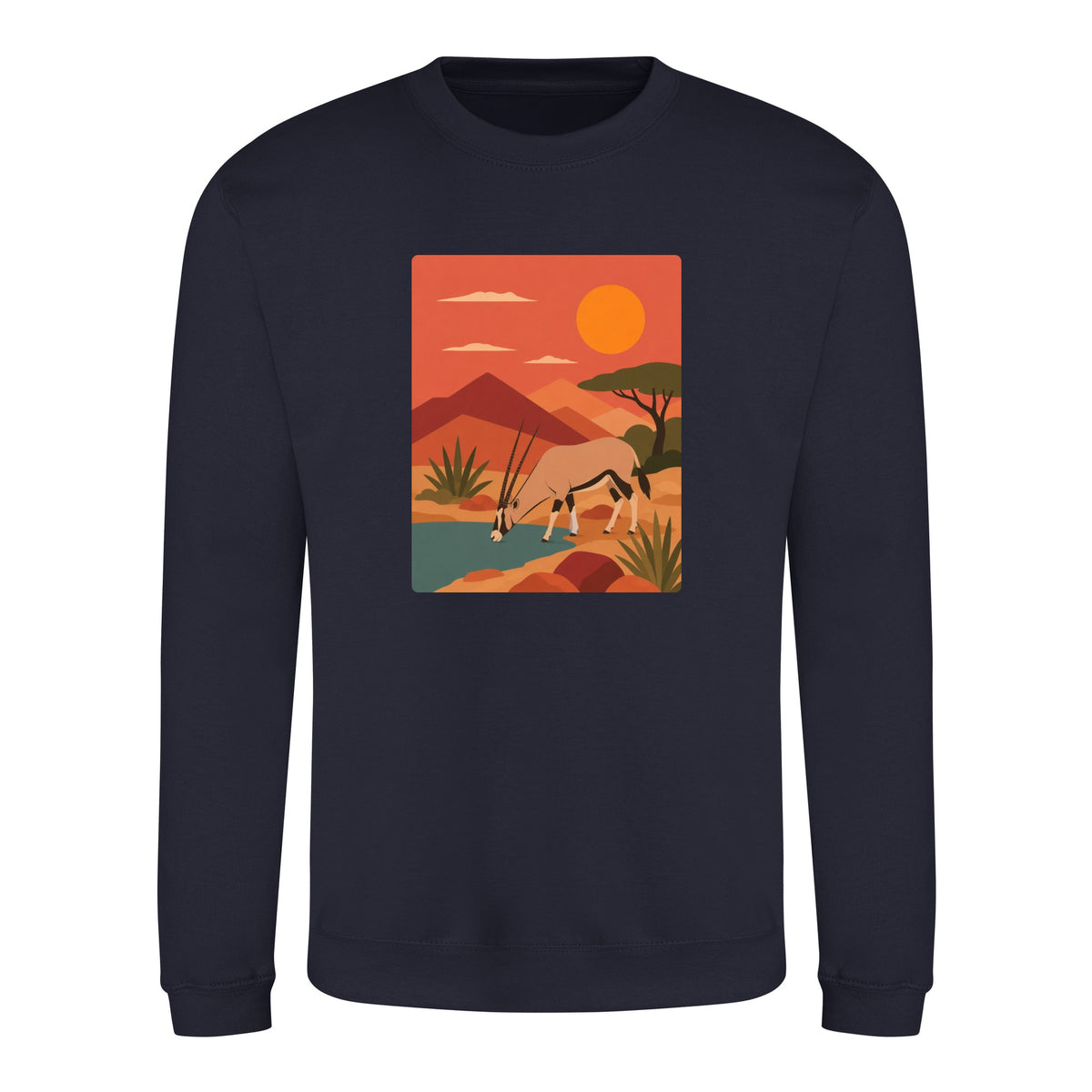 Oryx at the Waterhole Adult Sweatshirt - Wild Horizons French Navy colour variant image