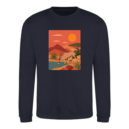 Oryx at the Waterhole Adult Sweatshirt - Wild Horizons French Navy colour variant image