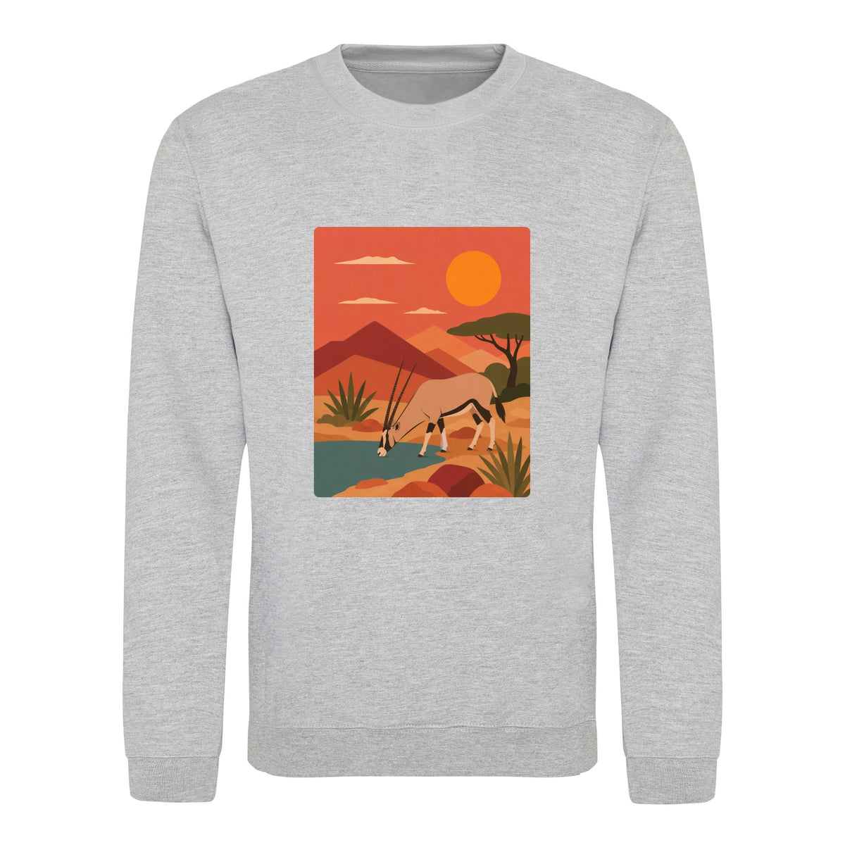 Oryx at the Waterhole Adult Sweatshirt - Wild Horizons Heather Grey colour variant image