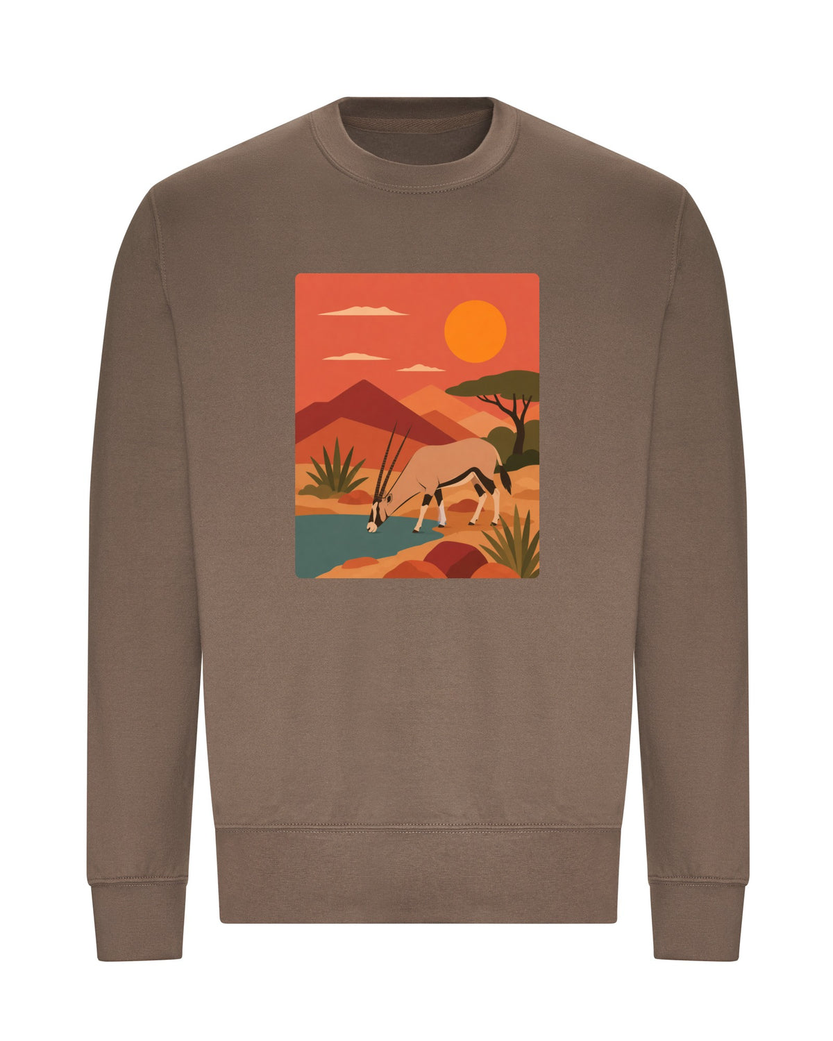 Oryx at the Waterhole Adult Sweatshirt - Wild Horizons Mocha Brown colour variant image