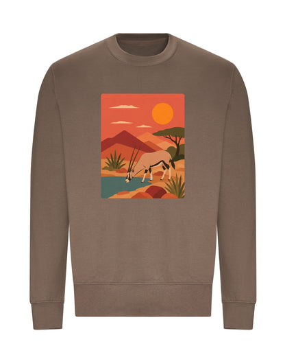 Oryx at the Waterhole Adult Sweatshirt - Wild Horizons Mocha Brown colour variant image