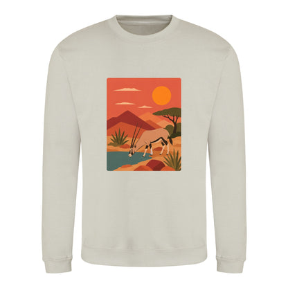 Oryx at the Waterhole Adult Sweatshirt - Wild Horizons Natural Stone colour variant image