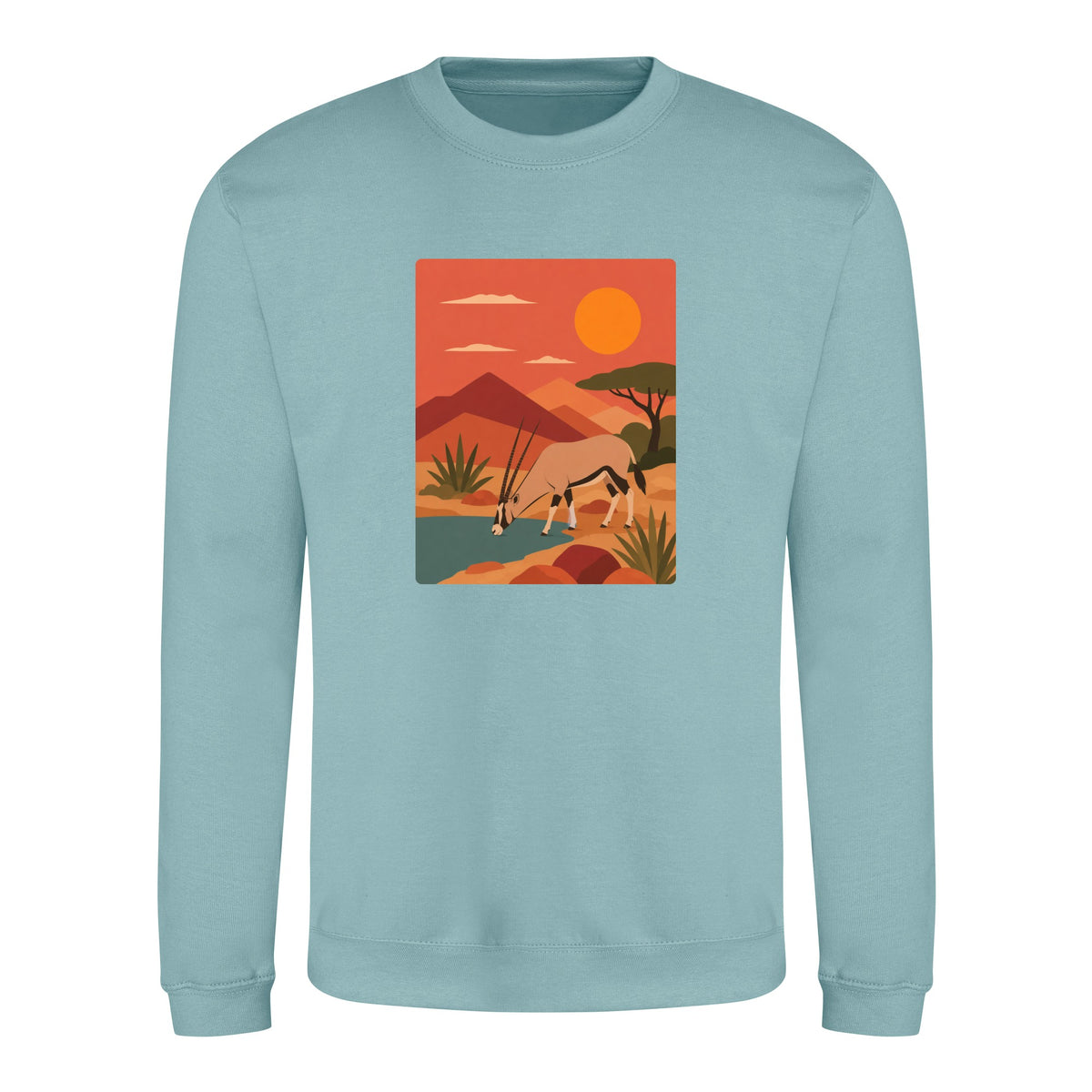 Oryx at the Waterhole Adult Sweatshirt - Wild Horizons Seafoam colour variant image