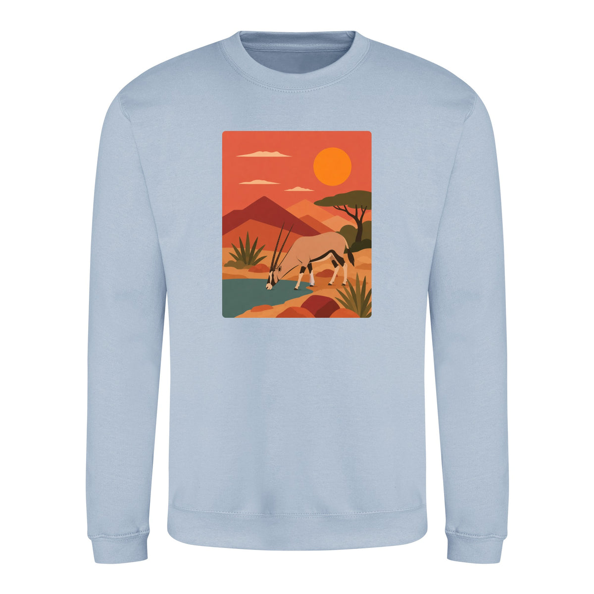 Oryx at the Waterhole Adult Sweatshirt - Wild Horizons Sky Blue colour variant image