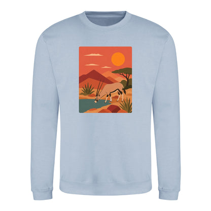 Oryx at the Waterhole Adult Sweatshirt - Wild Horizons Sky Blue colour variant image