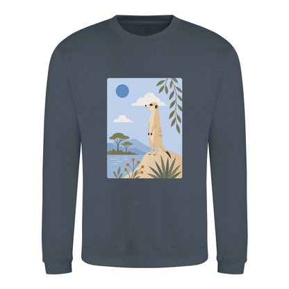 Meerkat Lookout Adult Sweatshirt - Wild Horizons Airforce Blue colour variant image