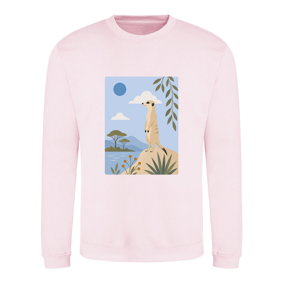 Meerkat Lookout Adult Sweatshirt - Wild Horizons Baby Pink colour variant image