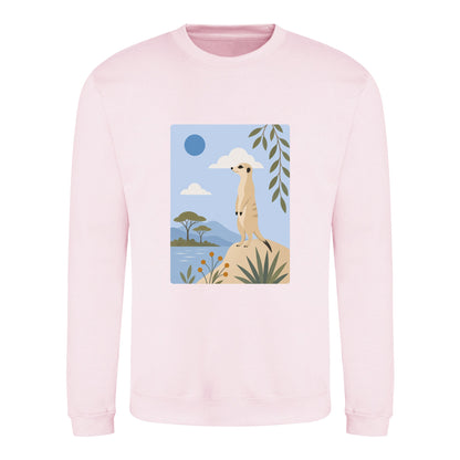 Meerkat Lookout Adult Sweatshirt - Wild Horizons Baby Pink colour variant image