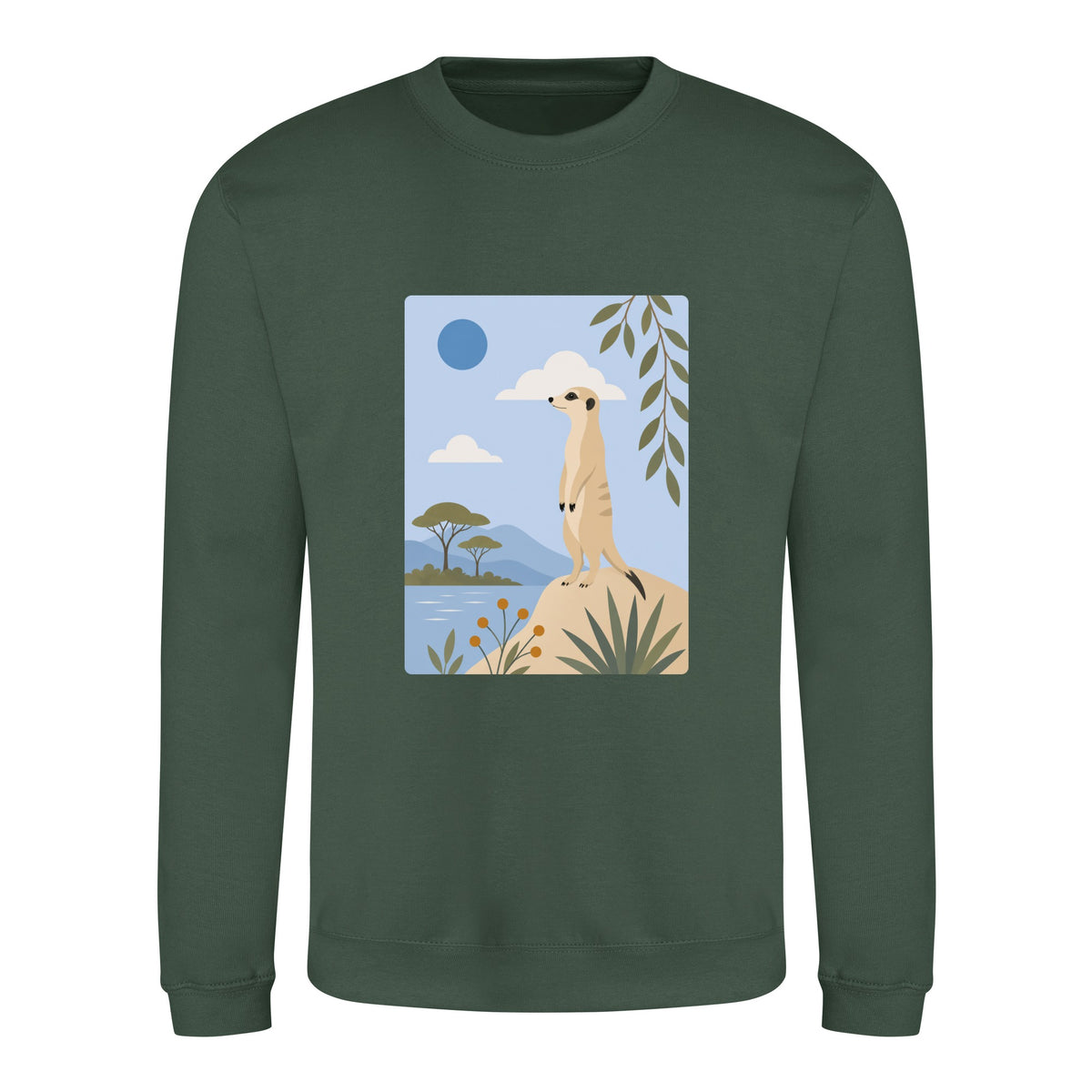 Meerkat Lookout Adult Sweatshirt - Wild Horizons Bottle Green colour variant image