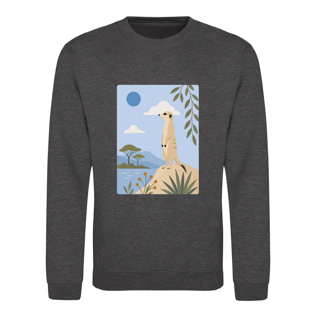 Meerkat Lookout Adult Sweatshirt - Wild Horizons Charcoal colour variant image