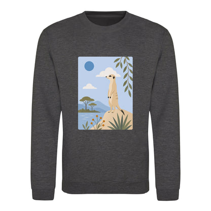 Meerkat Lookout Adult Sweatshirt - Wild Horizons Charcoal colour variant image