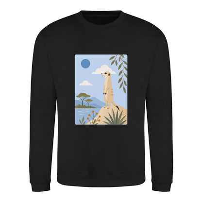 Meerkat Lookout Adult Sweatshirt - Wild Horizons Deep Black colour variant image