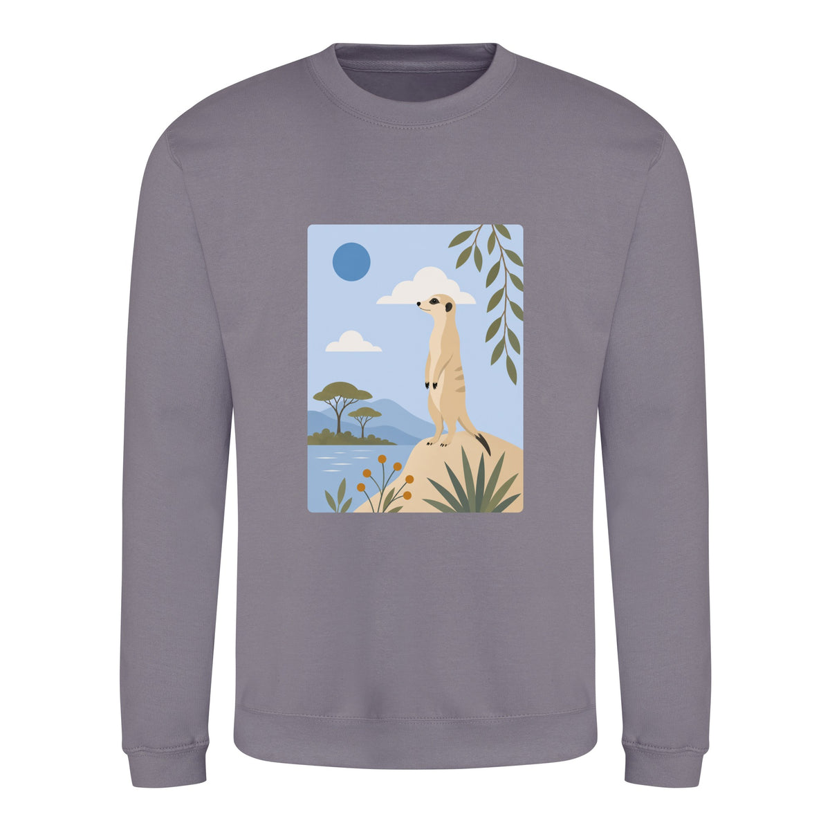 Meerkat Lookout Adult Sweatshirt - Wild Horizons Dusty Lilac colour variant image