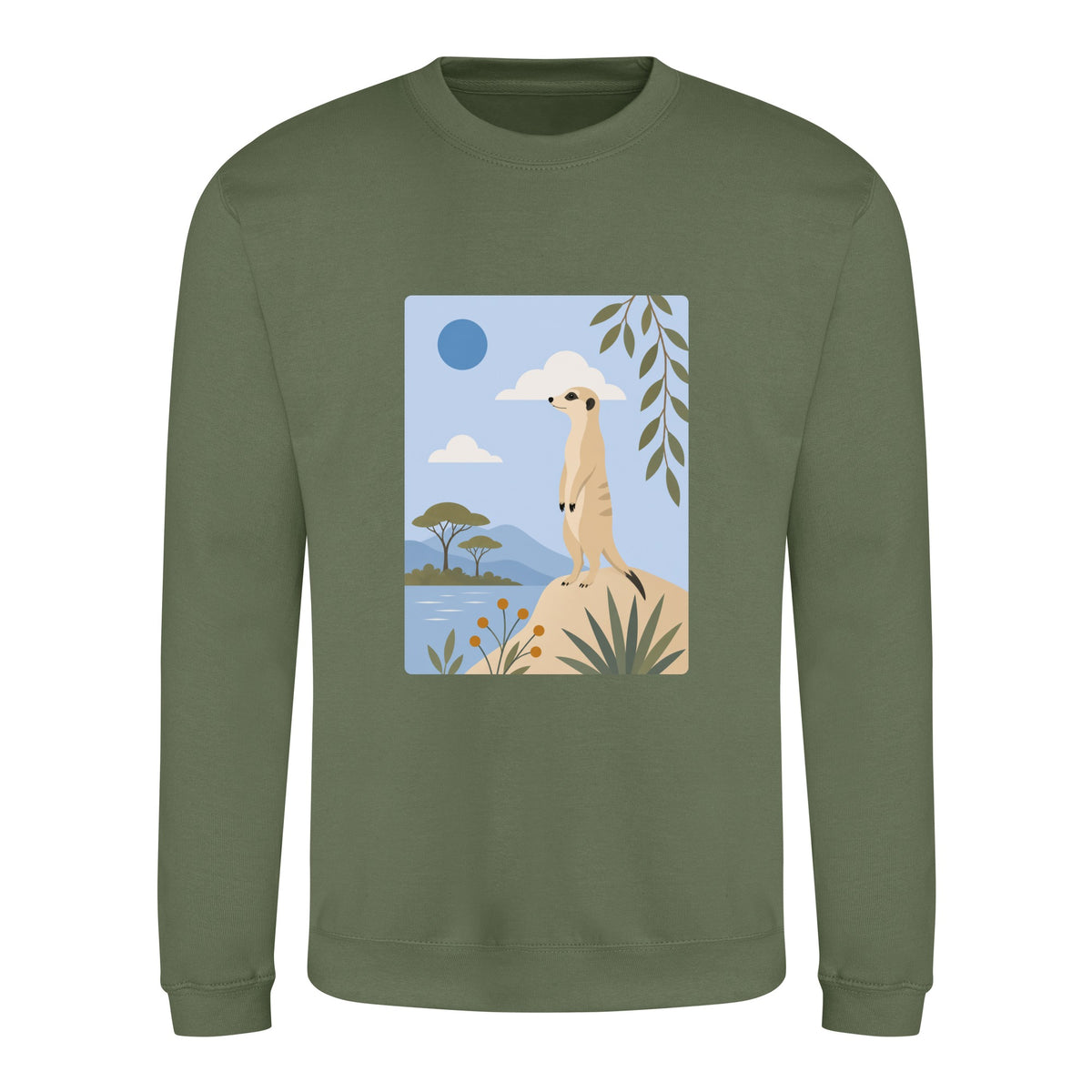 Meerkat Lookout Adult Sweatshirt - Wild Horizons Earthy Green colour variant image