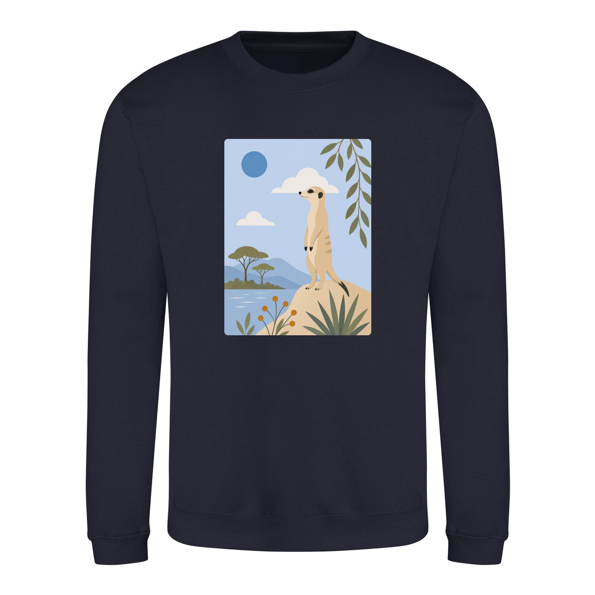 Meerkat Lookout Adult Sweatshirt - Wild Horizons French Navy colour variant image