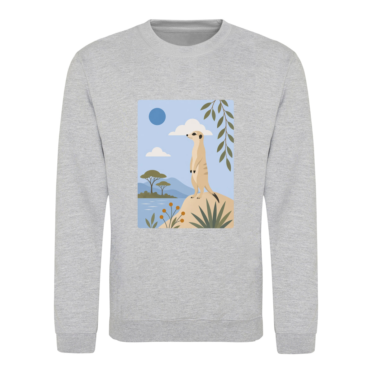 Meerkat Lookout Adult Sweatshirt - Wild Horizons Heather Grey colour variant image