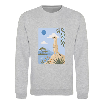 Meerkat Lookout Adult Sweatshirt - Wild Horizons Heather Grey colour variant image