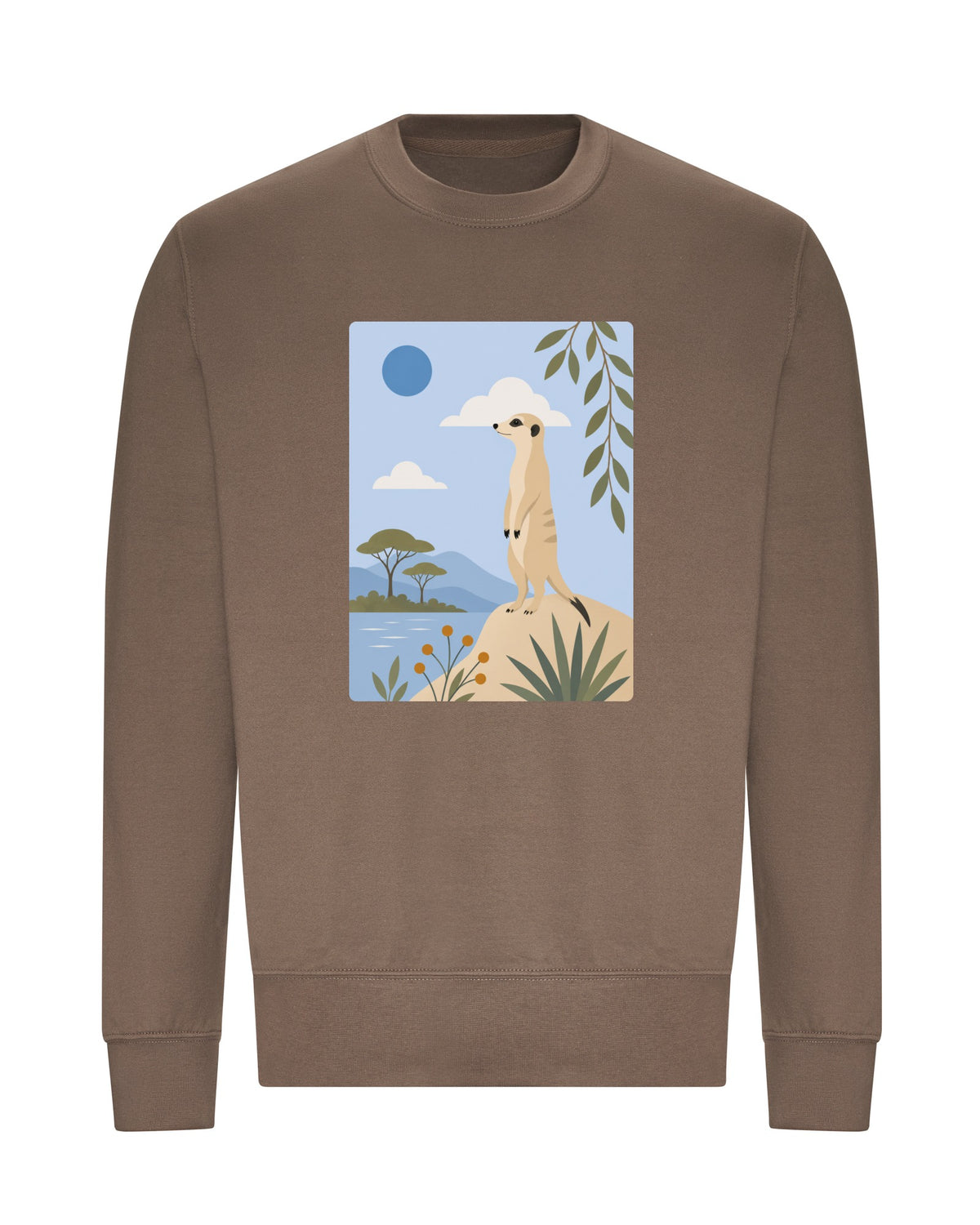 Meerkat Lookout Adult Sweatshirt - Wild Horizons Mocha Brown colour variant image