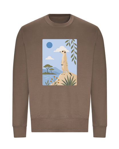 Meerkat Lookout Adult Sweatshirt - Wild Horizons Mocha Brown colour variant image