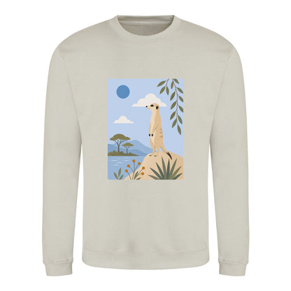 Meerkat Lookout Adult Sweatshirt - Wild Horizons Natural Stone colour variant image