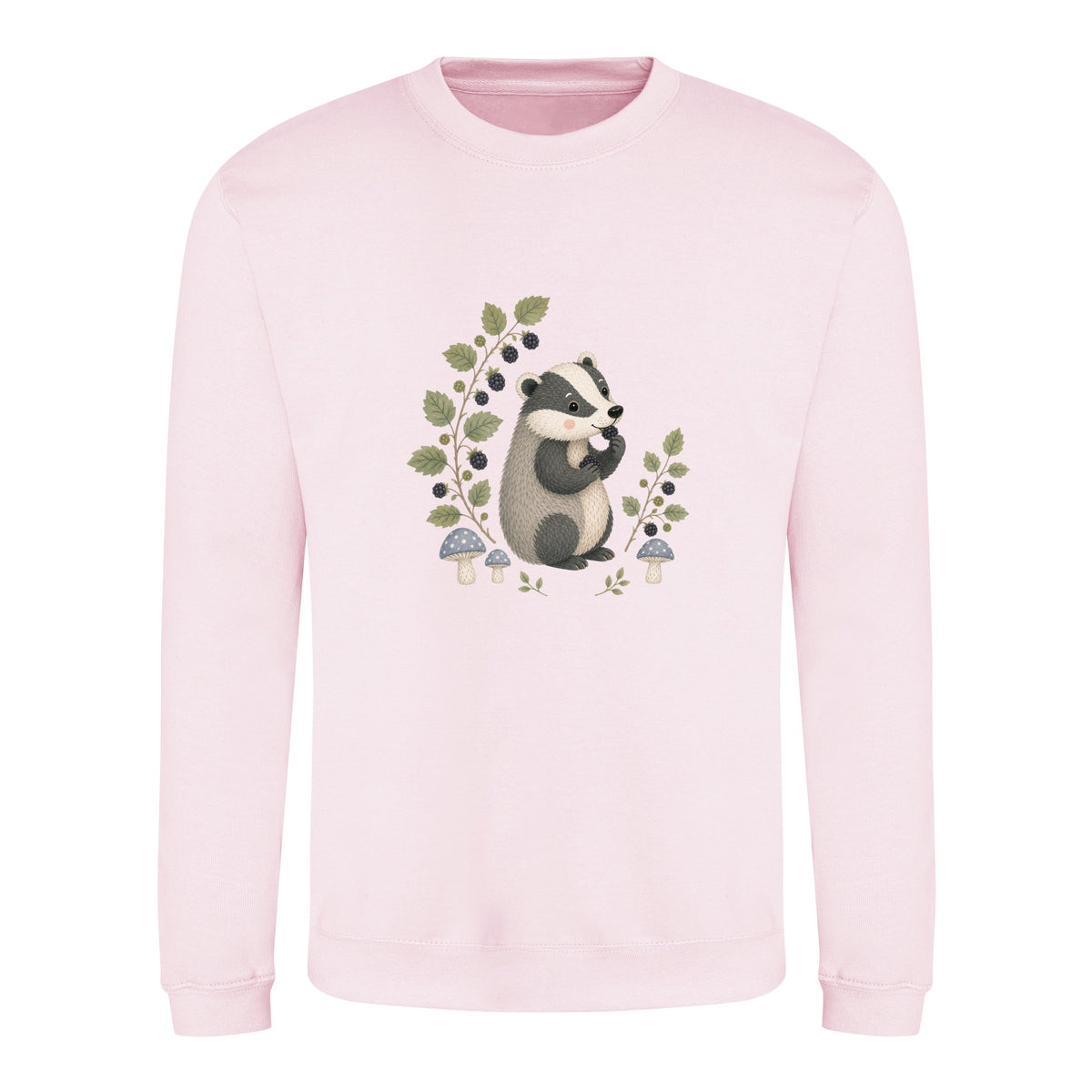 Badger's Blackberry Adult Sweatshirt - Once Upon a Woodland Baby Pink colour variant image