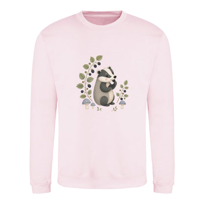 Badger's Blackberry Adult Sweatshirt - Once Upon a Woodland Baby Pink colour variant image