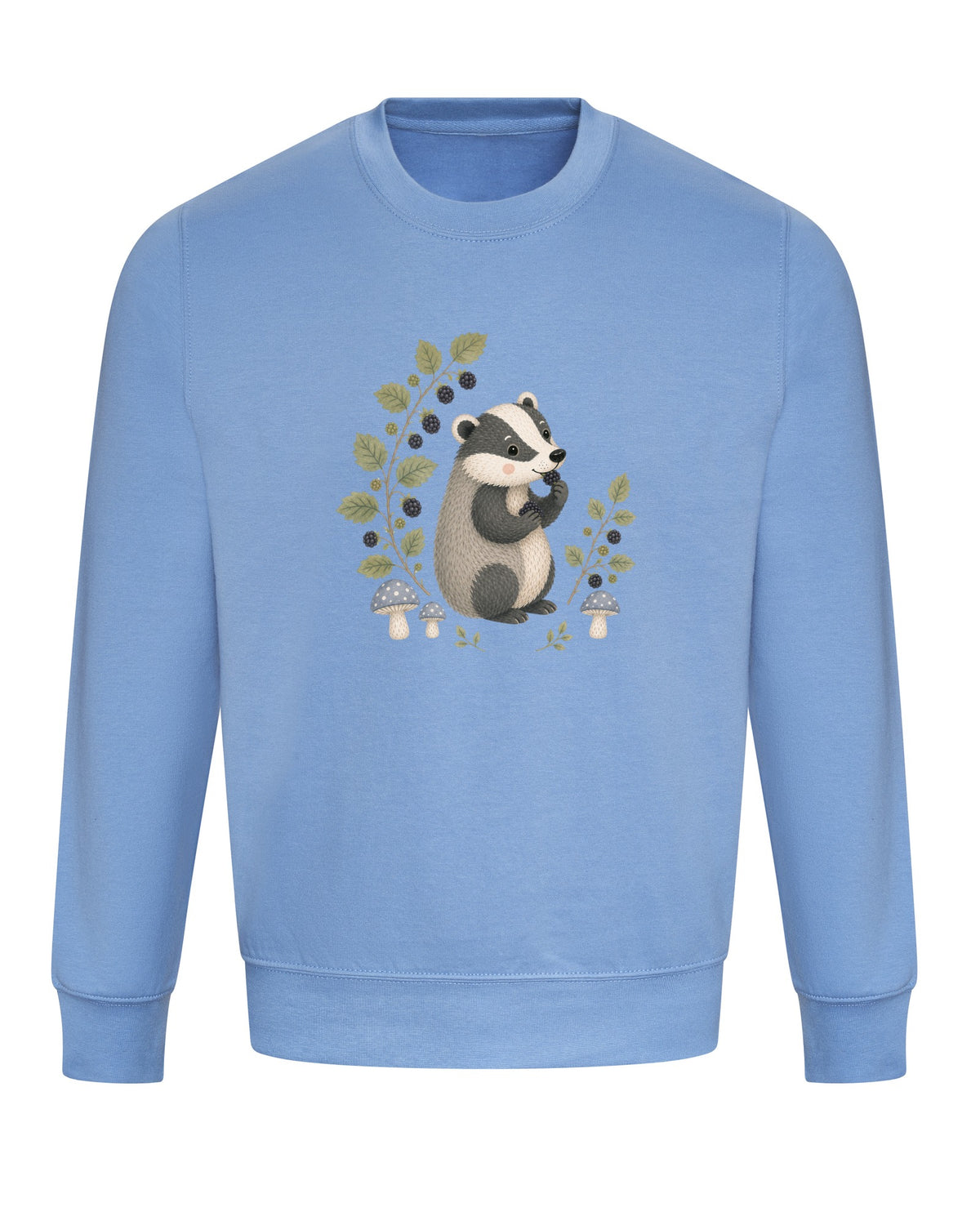 Badger's Blackberry Adult Sweatshirt - Once Upon a Woodland Cornflower Blue colour variant image