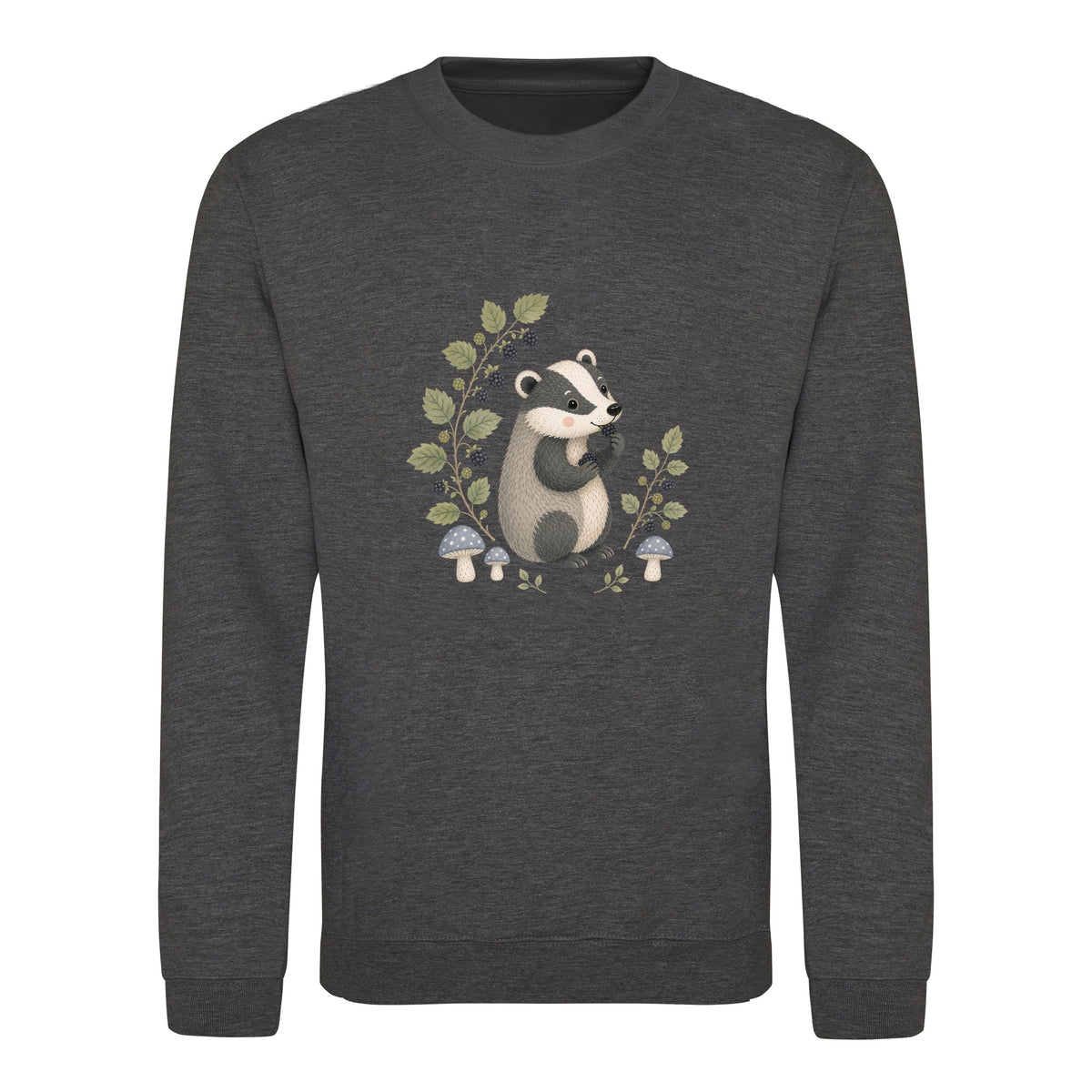 Badger's Blackberry Adult Sweatshirt - Once Upon a Woodland Charcoal colour variant image