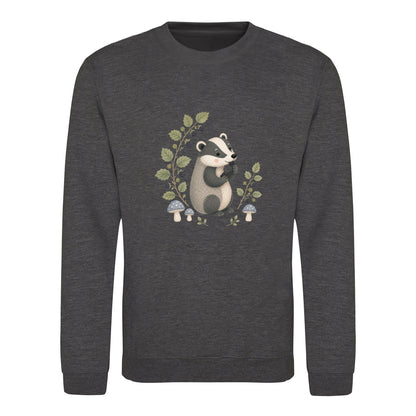 Badger's Blackberry Adult Sweatshirt - Once Upon a Woodland Charcoal colour variant image