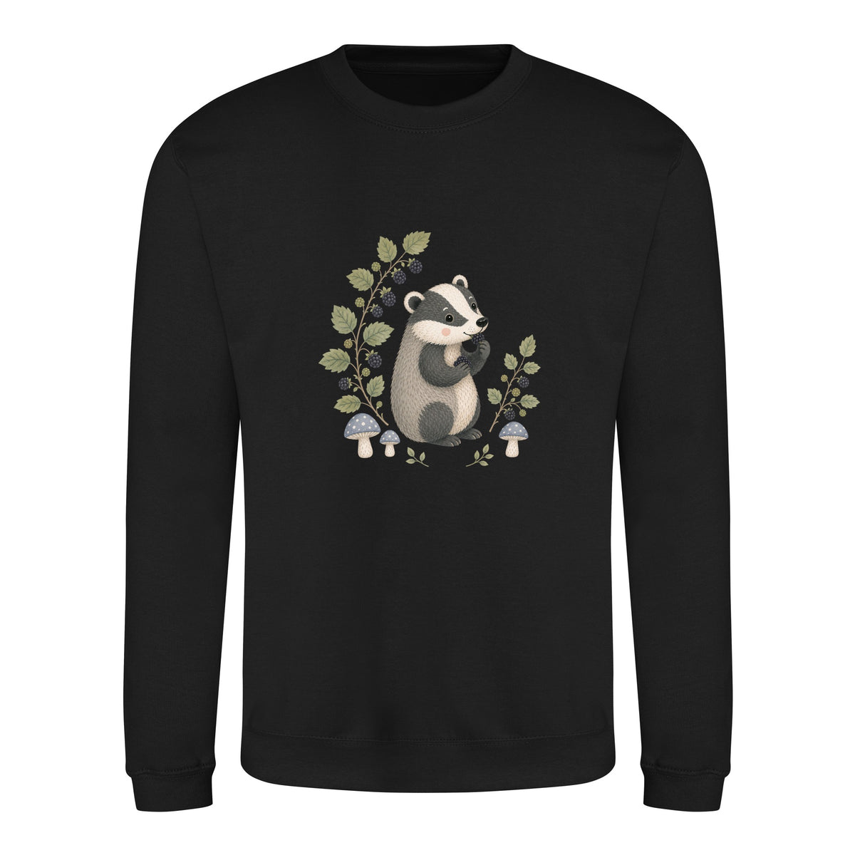 Badger's Blackberry Adult Sweatshirt - Once Upon a Woodland Deep Black colour variant image
