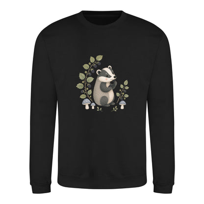 Badger's Blackberry Adult Sweatshirt - Once Upon a Woodland Deep Black colour variant image
