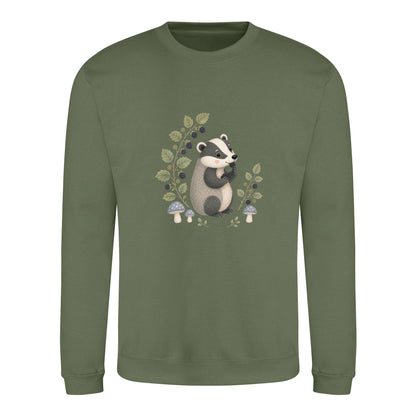 Badger's Blackberry Adult Sweatshirt - Once Upon a Woodland Earthy Green colour variant image
