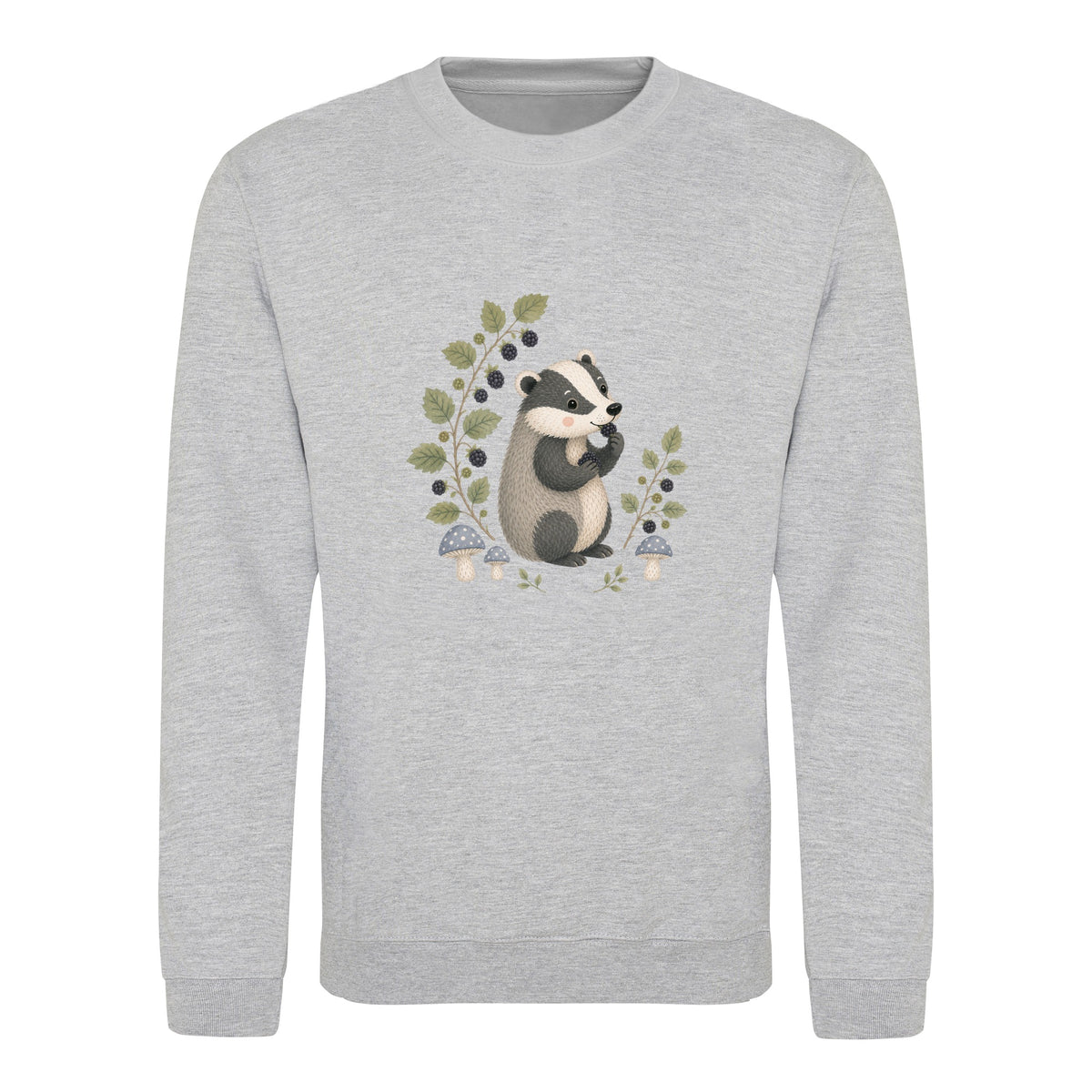 Badger's Blackberry Adult Sweatshirt - Once Upon a Woodland Heather Grey colour variant image