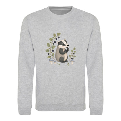 Badger's Blackberry Adult Sweatshirt - Once Upon a Woodland Heather Grey colour variant image
