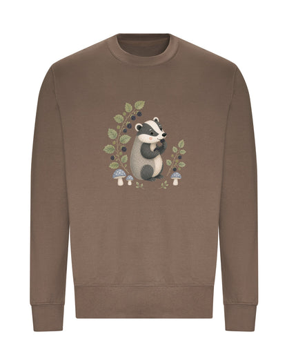 Badger's Blackberry Adult Sweatshirt - Once Upon a Woodland Mocha Brown colour variant image