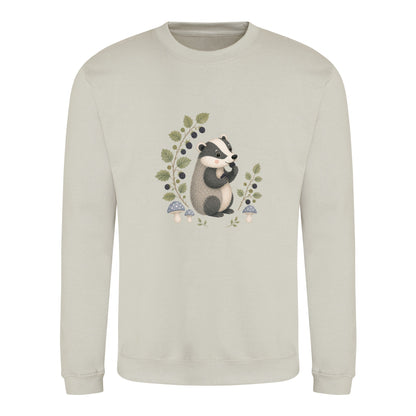 Badger's Blackberry Adult Sweatshirt - Once Upon a Woodland Natural Stone colour variant image