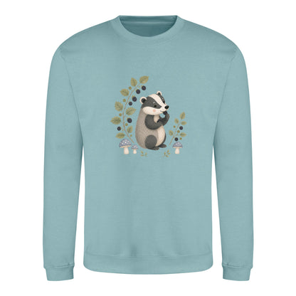 Badger's Blackberry Adult Sweatshirt - Once Upon a Woodland Seafoam colour variant image