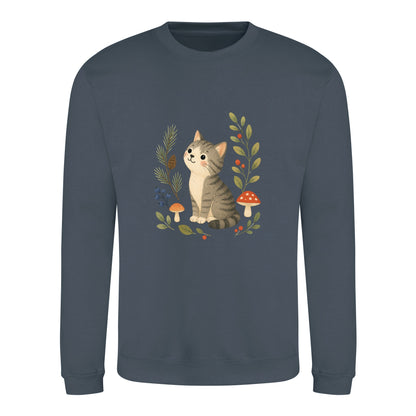 Kitten in the Pines Adult Sweatshirt - Once Upon a Woodland Airforce Blue colour variant image