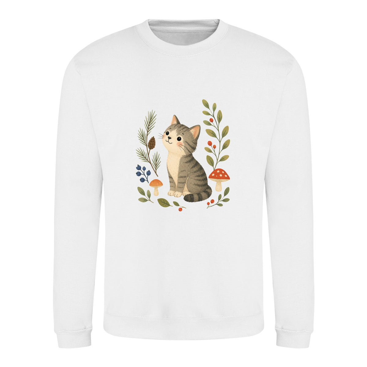 Kitten in the Pines Adult Sweatshirt - Once Upon a Woodland Arctic White colour variant image