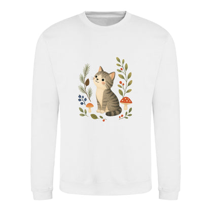Kitten in the Pines Adult Sweatshirt - Once Upon a Woodland Arctic White colour variant image