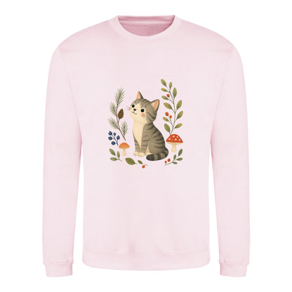 Kitten in the Pines Adult Sweatshirt - Once Upon a Woodland Baby Pink colour variant image
