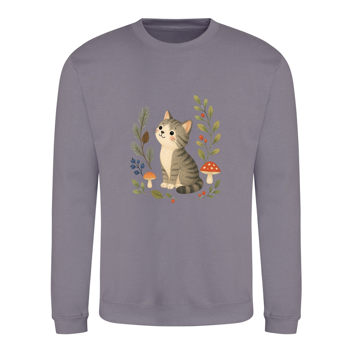 Kitten in the Pines Adult Sweatshirt - Once Upon a Woodland Dusty Lilac colour variant image