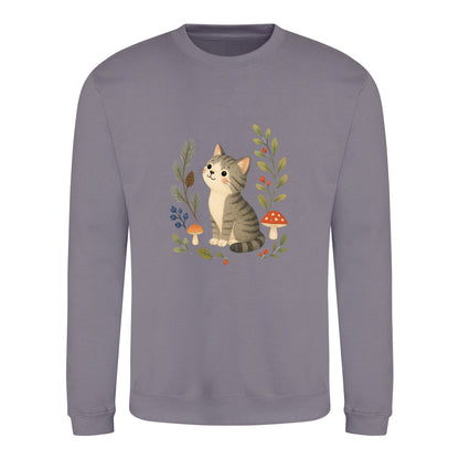 Kitten in the Pines Adult Sweatshirt - Once Upon a Woodland Dusty Lilac colour variant image