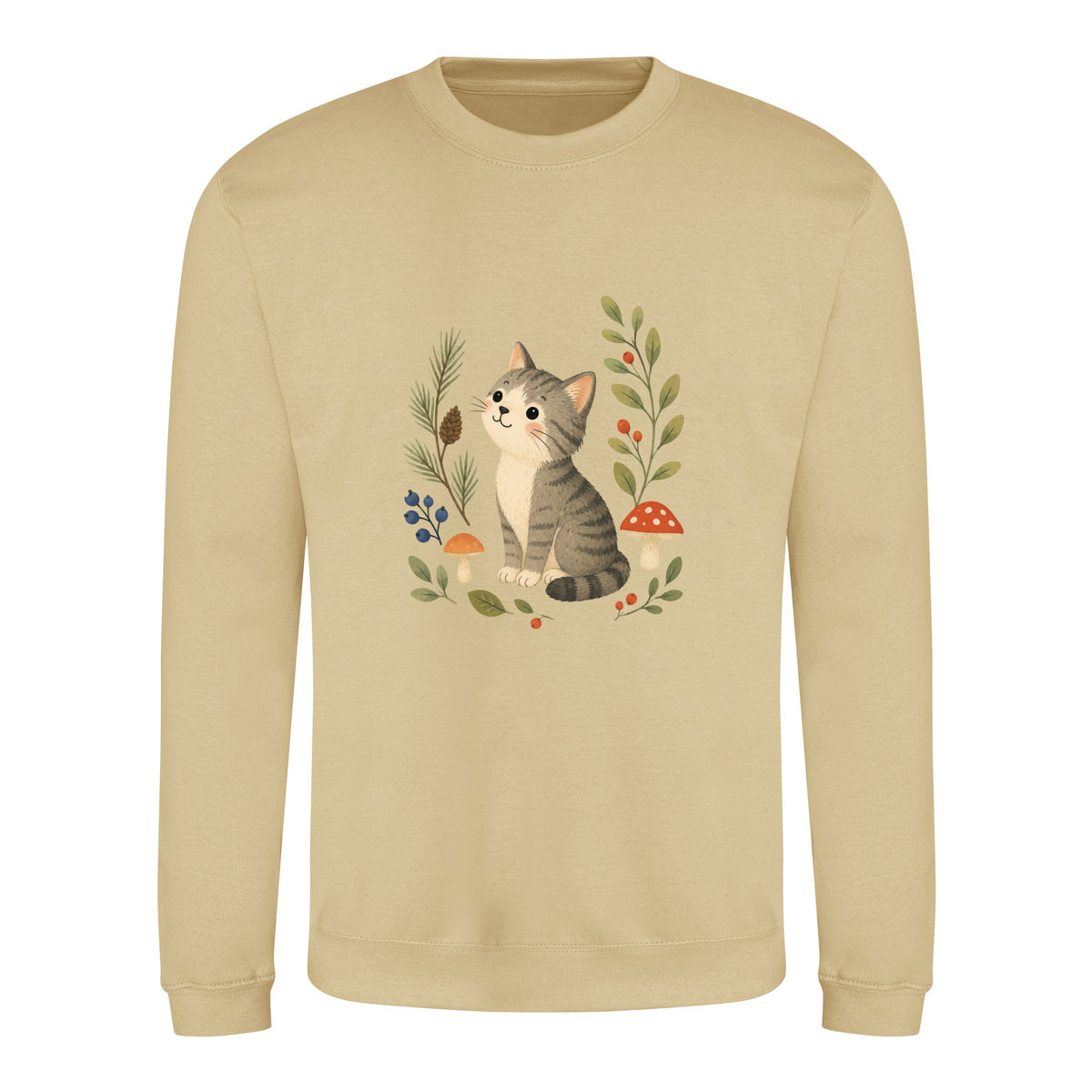 Kitten in the Pines Adult Sweatshirt - Once Upon a Woodland Desert Sand colour variant image