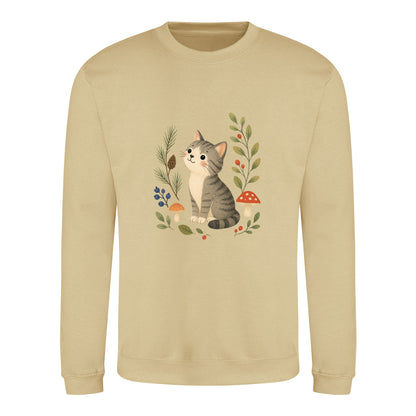 Kitten in the Pines Adult Sweatshirt - Once Upon a Woodland Desert Sand colour variant image