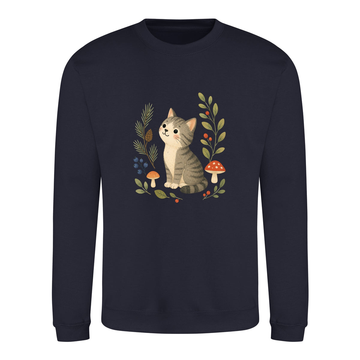Kitten in the Pines Adult Sweatshirt - Once Upon a Woodland French Navy colour variant image