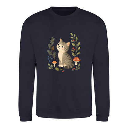 Kitten in the Pines Adult Sweatshirt - Once Upon a Woodland French Navy colour variant image