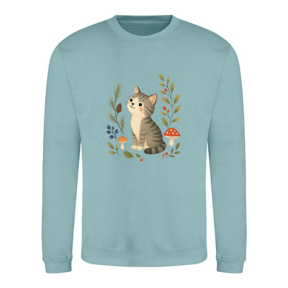 Kitten in the Pines Adult Sweatshirt - Once Upon a Woodland Seafoam colour variant image