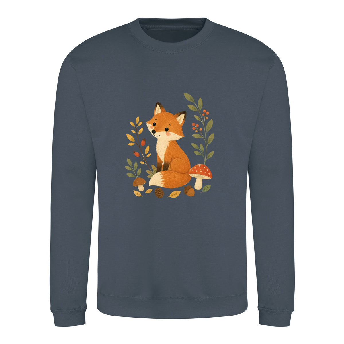 Fox Among the Toadstools Adult Sweatshirt - Once Upon a Woodland Airforce Blue colour variant image